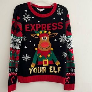 No Boundaries Express Your Elf Sequin Sweater